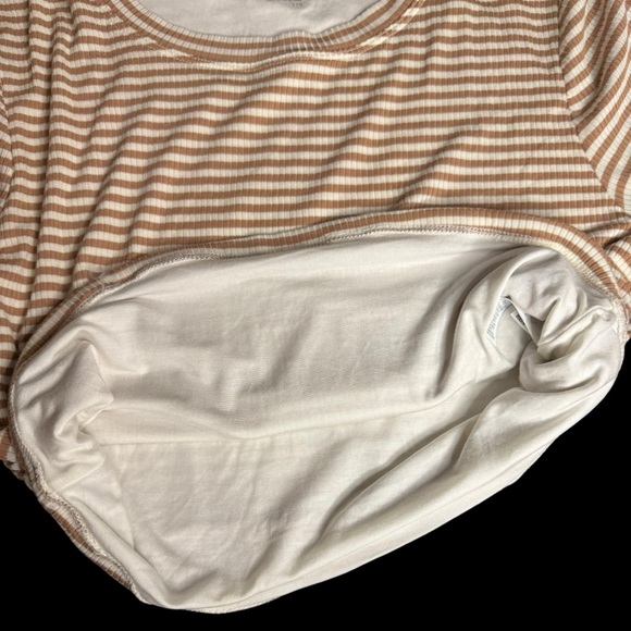 AERIE Offline Long Sleeve Lined Crop Top NEW W TAGS Size L Tan & White Striped - Picture 8 of 16